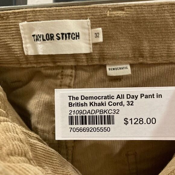Taylor Stitch The Democratic All Day Pant in British Khaki Tan Corduroy Mens NEW - Picture 6 of 8